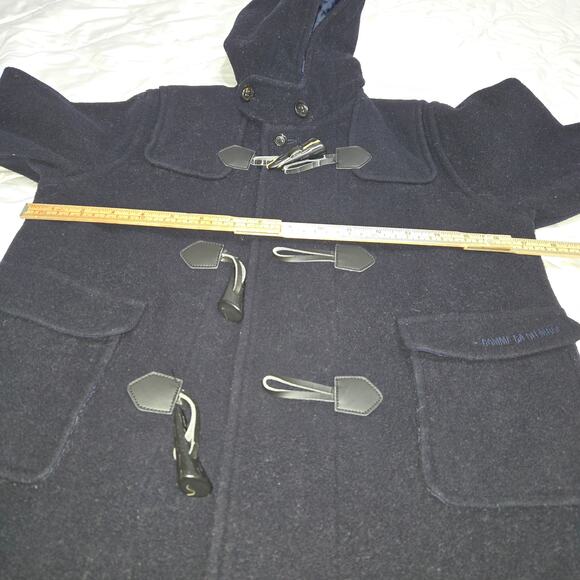 Comme Ca Du Mode Fille Wool Coat Kids 110A 4-5T Navy Hood Toggle Jacket Morandi - Picture 9 of 12